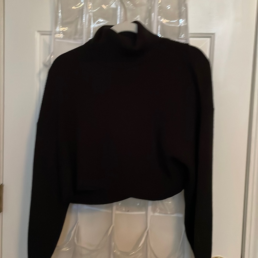 Black cropped turtleneck sweater